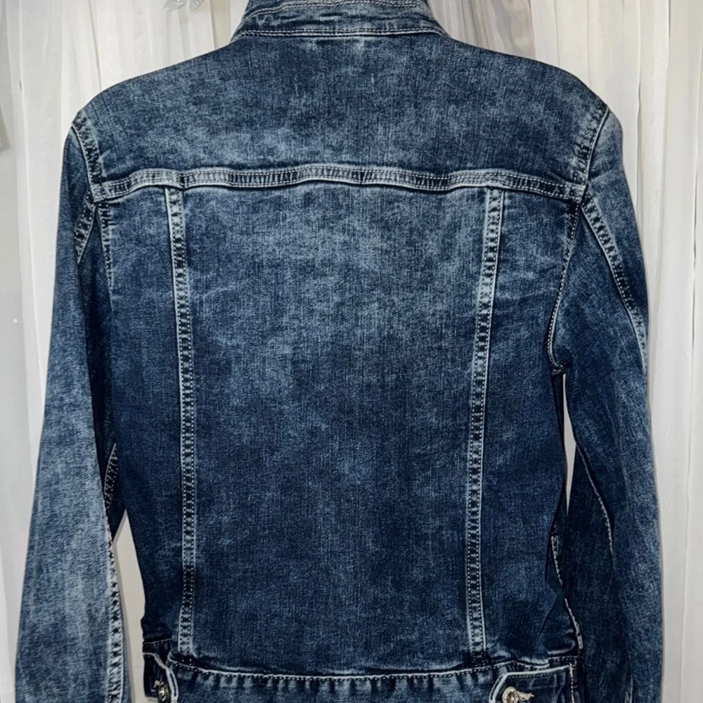 Liz Claiborne Blue Jean Jacket Distressed Vintage Style - Picture 7 of 9